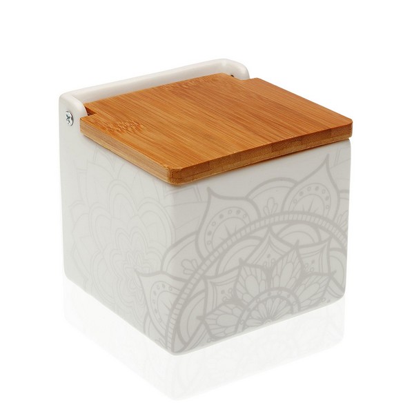Salero con Tapa Mandala Cerámica Bambú