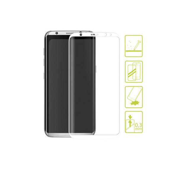 Protector de Pantalla Cristal Templado Curvo Galaxy S8 Extreme Full Cover Blanco
