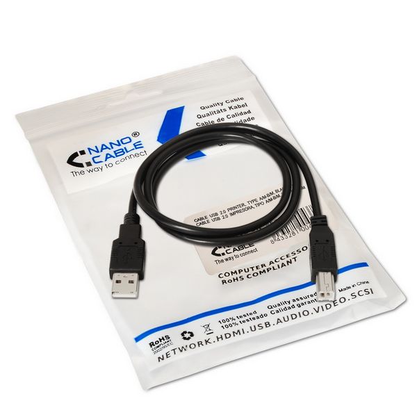 Cable USB NANOCABLE AIEACI0014 10.01.0103BK A-B Impresora - Imagen 3
