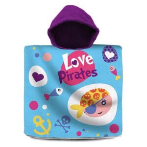 Poncho-Toalla con Capucha Love Pirates Azul (60 X 120 cm)