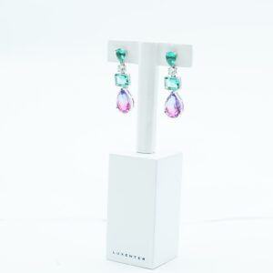 Pendientes Luxenter cristal turquesa y magenta | Joyería Alejandro