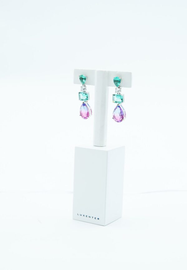 Pendientes Luxenter cristal turquesa y magenta | Joyería Alejandro