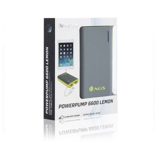 Batería recargable NGS Powerpump 6600 Lemon POWERPUMP6600LEMON 6.600 mAh 2 x USB - Imagen 3